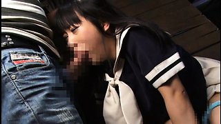 Beautiful Japanese schoolgirl gets used by a horny guy
