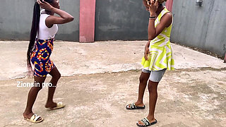 African Girls Playing Local Game Outdoor