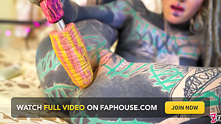 Tattoo Girl Masturbating, Fingering Her Pussy and Ass