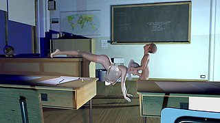 The Top-notch White Haired Teacher Was Slapped by a Giant Slut