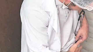 Doctor and Nurse Can't Resist and Have Sex in the Hospital Bathroom During Their Shift