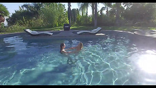 Squirt adventure alone in the pool