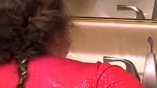 Stepsister fucked at the bathroom sink