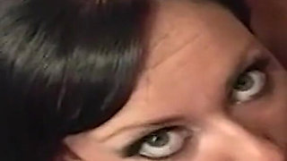 Masturbating Brunette Sucks Big Dick Gloryhole