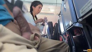 Brunette Katty West Gives Fast Handjob & Cumshot in Airplane - POV Close-Up