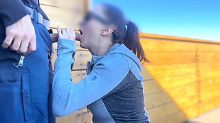 Public stranger, red head, blow-job