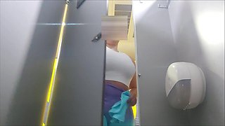 Camera Filming in the Public Bathroom of the Gym (big Ass and Voluptuous Girls)