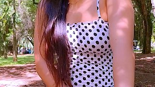 Blonde Amateur Takes Facial Outdoors In Public