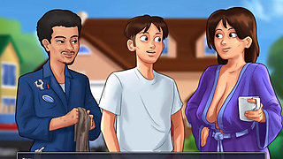 Summertime saga: stepmom gives a handjob to her stepson in the car ep 171,172