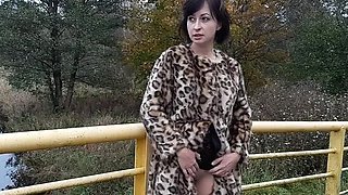 Wanilianna Golden Shower Outdoor Show in Layered Nylons - Public Pissing & Flashing Tits