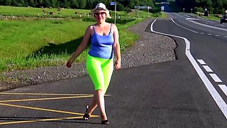 Yellow Leggings - Big Ass Walk on Road
