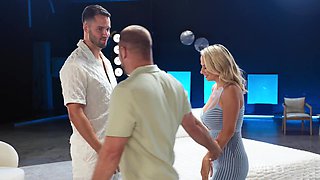 Sexy milf slut gets railed in her tight pussy while her cuck husband is watching them having a wild naughty fun