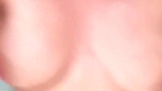 Beautiful Brunette Big Boobs Rides Fake Cock