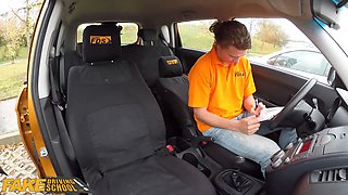 Faux driving school blonde learner amaris and her brilliant breasts fucked