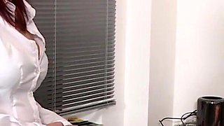 Tattooed redhead chick gets fucked hard in secretary room