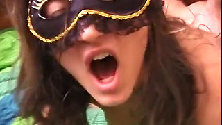Stunning italian whore in mask slammed by a swinger
