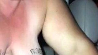 Sloppy throat fucking a fat pig slut in a parking