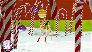 3DGSPOT - XXXmas Bimbo Dancers Shake Their Big Tits! 3D ANIMATION!