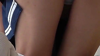 Girls Only Apartment in Japan Big Boobs Legs Thong Panties in Apron-style Mini Student Uniform Observed From Under the Desk