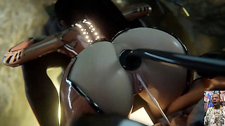 Eve Deepthroating BBC, Chun-li Deepthroating a Hard Cock While Mai Sucks on His Balls