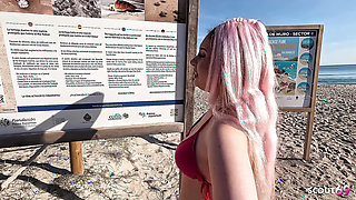 Risky Public Amateur Anal Sex with German Girl Maria Gail by Stranger Outside at the Beach