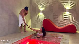 My Beautiful Indian Stepsister Is Taking Sexy Photos in the Jacuzzi and I Came to Help Her to Fuck Her and Achieve Her Orgasm