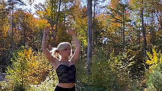 Sensuous amateur teen making herself cum hard outdoors
