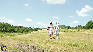 Old And Young Lesbian Picnic Sexdate On A Sunny Day - MatureNl