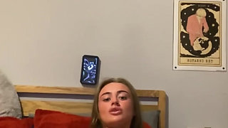 Tattooed Scottish goth fingers in her tight pussy watch her lose it on cam
