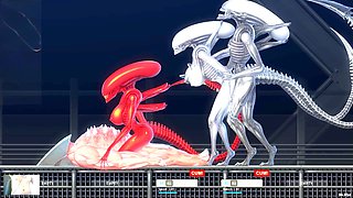 PROJECT EVE - All the giant alien animations featuring intense girl-on-girl action