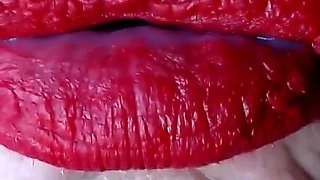 Red Lipstick Application Duck Lips Hot Smoking MILF