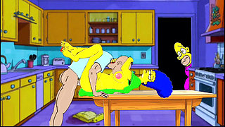Married Housewife Gets Fucked On The Kitchen Table While Her Husband Stands Quietly Behind The Door And Watches