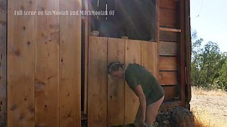 Amateur Blonde Farm Girl Fucks Barn Manager Outside with Facial Cumshot