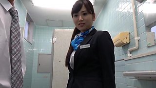Gorgeous Kawasaki Arisa surprises a guy with a blowjob in the bathroom