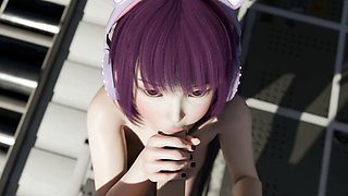 Cute japanese anime catgirl gets fucked on a space station