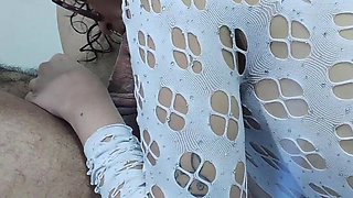 Blowjob of Husband's Cock and Ass to End up Fucking Him with a Strap-on 449