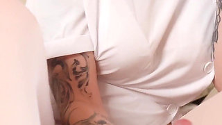 Nurse's Hot Massage Turns Into a Risky Fuck with Blue Gloves on