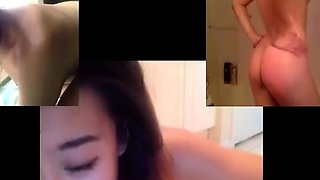 Japanese teen teases pussy with toys and cock