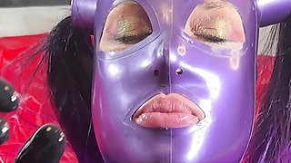 TouchedFetish - Latex Sissy Training - Rubber Crossdresser Husband is humiliated by femdom domina with strapon & paddel - Couple