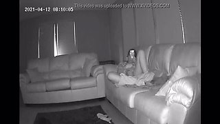 Hot MILF Caught Fingering Herself on Couch - Hidden Cam Spy POV