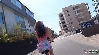 POV Porn outdoor casting with cute Liz Jordan