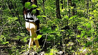 Walking with a bare ass through a spring forest. Leave comments with wishes, we will repeat it soon.