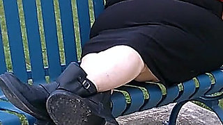 Nurse Vicki Smoking in the Park on a Bench All Dressed up