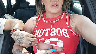 I Take Out My Tits and Fuck Myself in the Car so They Can See Me