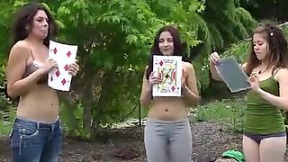 LOSTBETSGAMES - Three girls play strip highest card wins