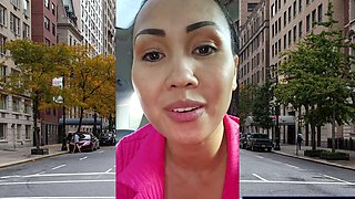 Public POV blowjob in a car by horny and busty Asian MILF slut