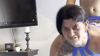 MILF in Blue Gives Sensual Massage with Lots of Squirting and a Happy Ending