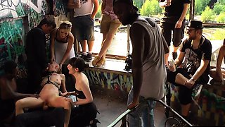 Slut fucked and humiliated in public