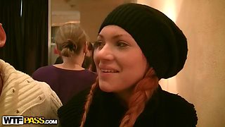 Redhead slut in public toilet fuck