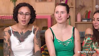 Hot German Lesbian Foursome Plays a Sexy Game with Big Tits Brunettes
